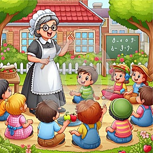 Teacher teaching children