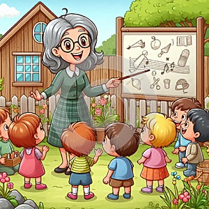 Teacher teaching children