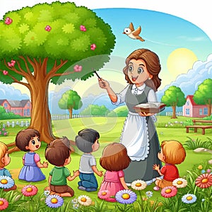 Teacher teaching children