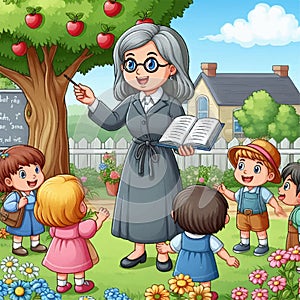 Teacher teaching children