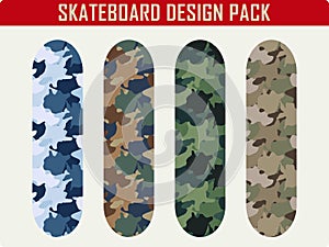 Camouflage pattern skateboard design pack