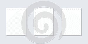 Set Blank white notepaper design. Hand drawn blue lined paper background collection