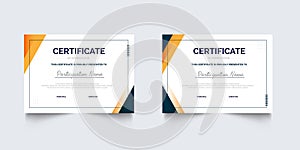 Flat design modern certificate template for corporate or awards collection. geometric certificate