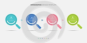 Simple infographic design template elements placed in horizontal row. Concept of 4 steps of business development process