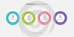 Simple infographic design template elements placed in horizontal row. Concept of 4 steps of business development process