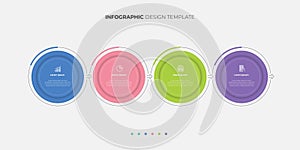 Simple infographic design template elements placed in horizontal row. Concept of 4 steps of business development process