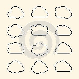 Cloud shapes collection. Cloud icons for cloud computing web and app. Simplus series