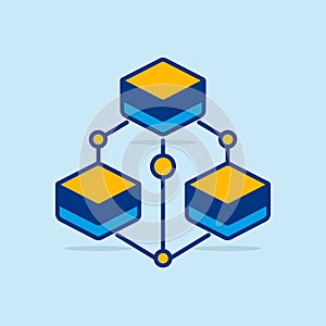 Blockchain Network Diagram with Connected Data Nodes