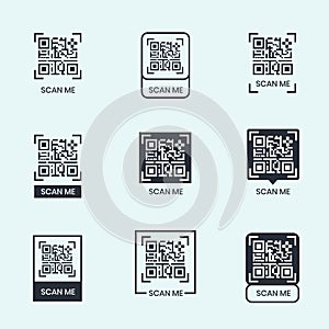 QR code scan for smartphone. Qr code frame set. Template scan me Qr code for smartphone. QR code for mobile app