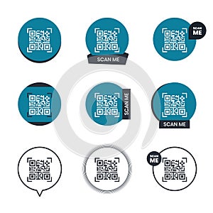 QR code scan for smartphone. Qr code frame set. Template scan me Qr code for smartphone. QR code for mobile app