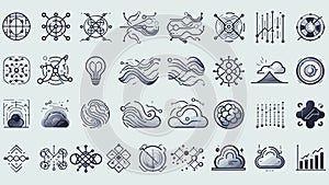 Large Set of Abstract Technology, Data Analytics, and Cloud Computing Icons