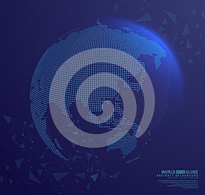 Blue abstract dotted globe vector