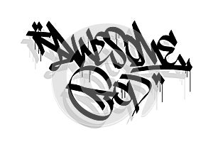 Basic RGB AWESOME GOD word graffiti tag style