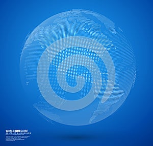 Blue abstract dotted globe vector