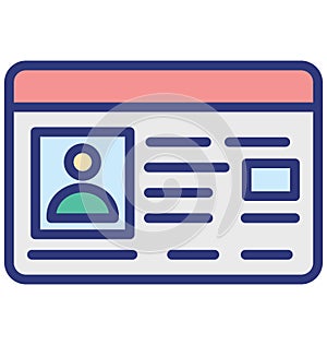 Basic RGB Business license Isolated Vector Icon which can easily modify or edit