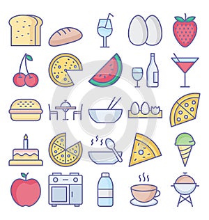 Basic RGB  Food Isolated Vector icons set that can easily modify or edit  Food Isolated Vector icons set that can easily modify or