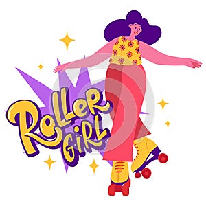 Roller girl retro poster