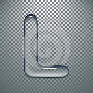 Water typeface with transparent pattern letter L