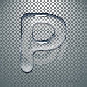 Water typeface with transparent pattern letter P