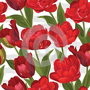 Basic RGBSeamless pattern of red tulip flowers background.