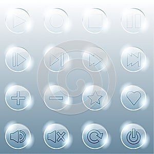 Basic set of transparent glass buttons