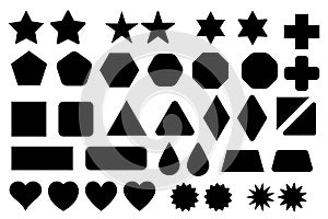 Basic shape elements with sharp and rounded edges vector set.