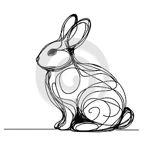 A basic sketch of a bunny on a blank white surface.