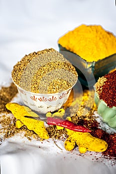 Basic spices of Indian food. photo