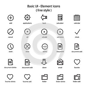 Basic UI - Element icons - outline style