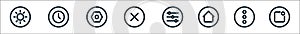 basic ui line icons. linear set. quality vector line set such as notification, more, home, adjust, cross, setting, time