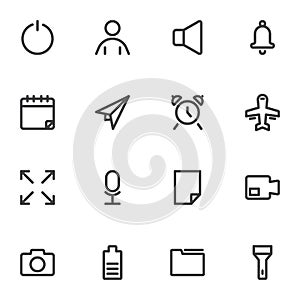 Basic UI line icons set