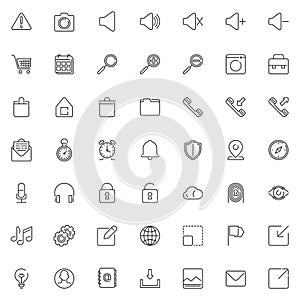Basic ui line icons set