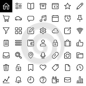 Basic UI line icons set, outline vector symbol collection photo