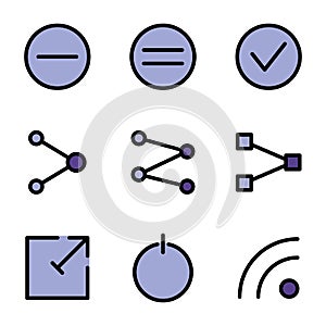 Basic user interface icon set outline include network, connection, internet, setting, gear, configuration, option, close, padlock,