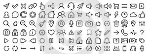 Basic user interface line icon set. web icon, website, mobile app ui ux icons collection.