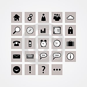Basic vector icon pack. Modern design icons for website or presentation. Sizable and editable.