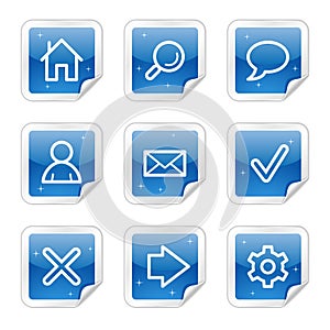 Basic web icons, blue sticker series