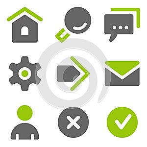 Základní webové ikony zelený šedá solidní ikony 