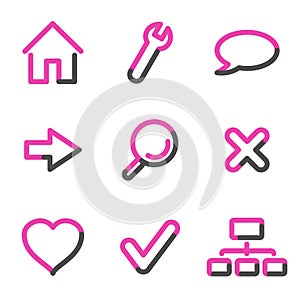 Basic web icons, pink contour series