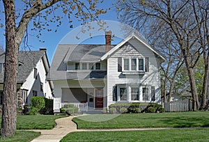 White Home with Curved Walk