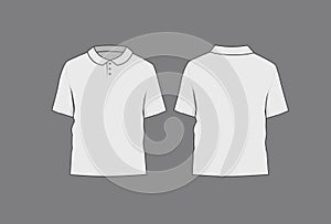 Basic white male polo shirt mockup. Front and back view.