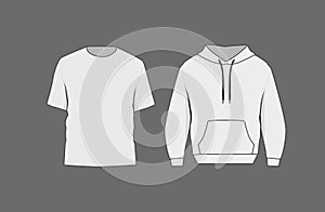 Basic white male t-shirt and hoodie mockup.