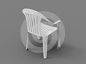 Basic white plastic lawn chair - back view