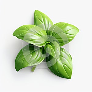 Basil 3d Icon: Cartoon Clay Material With Nintendo Isometric Spot Light