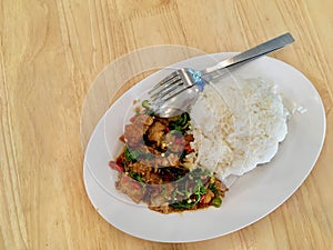 Basil Crispy pork with Rice