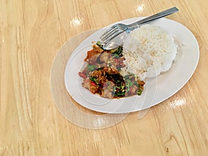 Basil Crispy pork with Rice