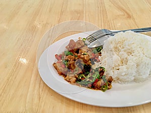 Basil Crispy pork with Rice