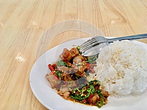 Basil Crispy pork with Rice