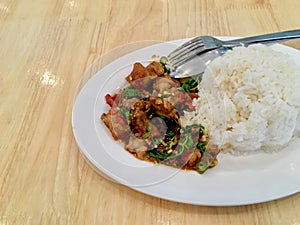 Basil Crispy pork with Rice