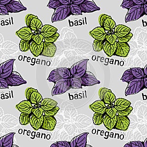 Basil and oregano pattern